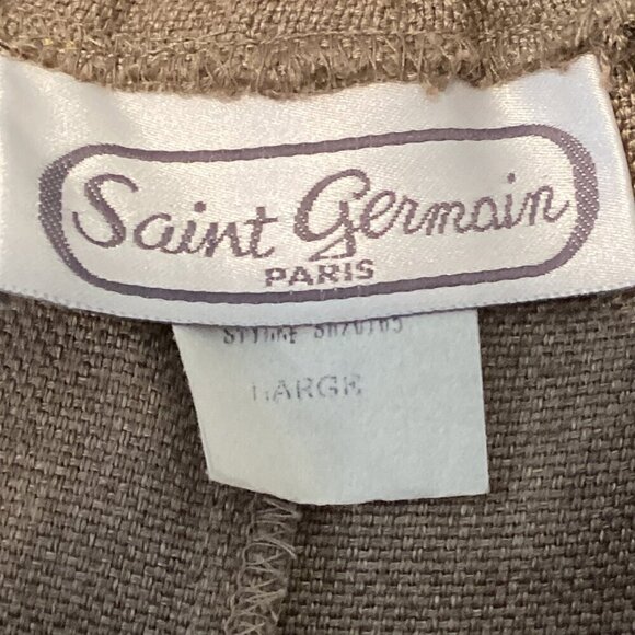 VTG Saint Germain Paris Woven Rayon Pull On Trouser Pants Sz L Brown 141X - Picture 6 of 8